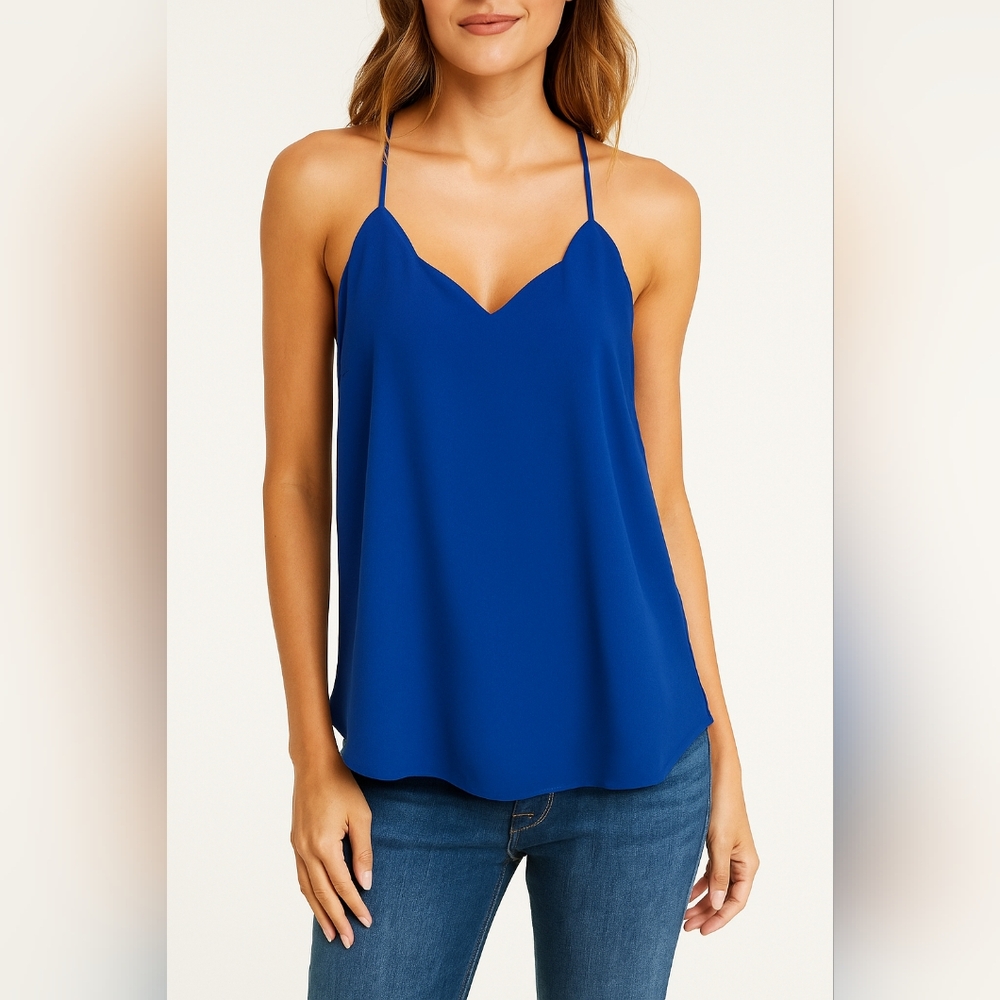 J.Crew Scalloped Racerback Cami Tank Top Royal Blue Size 4 S